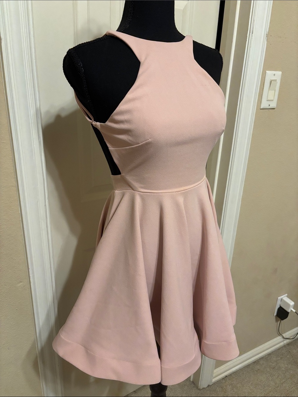 Xenia Boutique Light Pink Halter Skater Dress